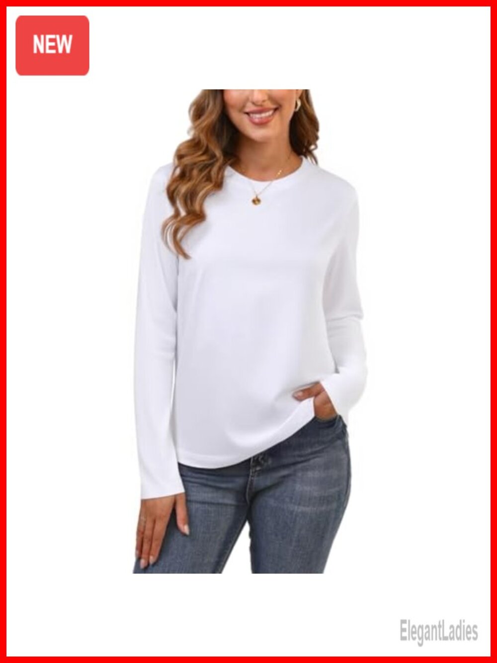 Cotton Crew Neck Long Sleeve T-Shirt Loose Fit Workout Top